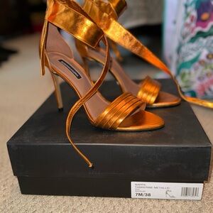 BCBGMaxAzria Metallic Strappy Heels